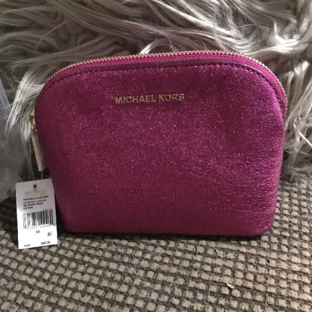 2 MK POUCHES & 1card holder Ulta Pink $240 BNWT - Picture 5 of 8